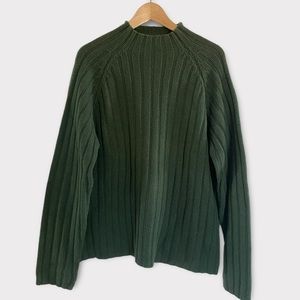 Vintage 80s / 90s J. Crew Mock Neck 100% Wool Knit Sweater